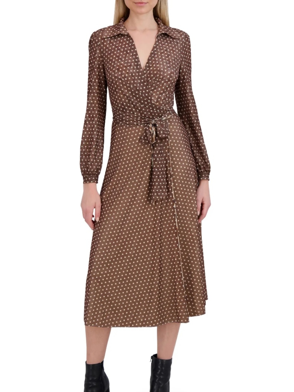 Laundry by Shelli REVERSIBLE Long Sleeve Wrap Front Dress, Small